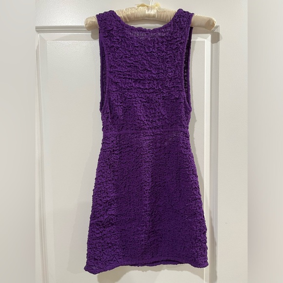 NWT free people purple Scarlett smocked mini dress with front cutout - Picture 8 of 9